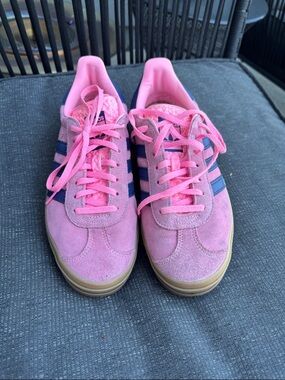 Adidas Gazelle Pink Women's Suede Sneakers with Navy Stripes